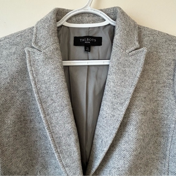 Talbots Women’s Gray Wool Blend Blazer Sz 12P Career Work Mature - Picture 5 of 13